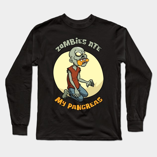 Zombies Ate My Pancreas - Diabetes Long Sleeve T-Shirt by Spring Moon